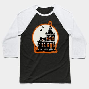 Vintage Style Haunted House - Happy Halloween Baseball T-Shirt